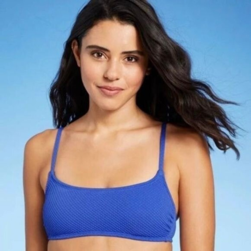 Xhilaration Cobalt Blue Bikini Top Size Large Juniors Textured Swimwear NWT